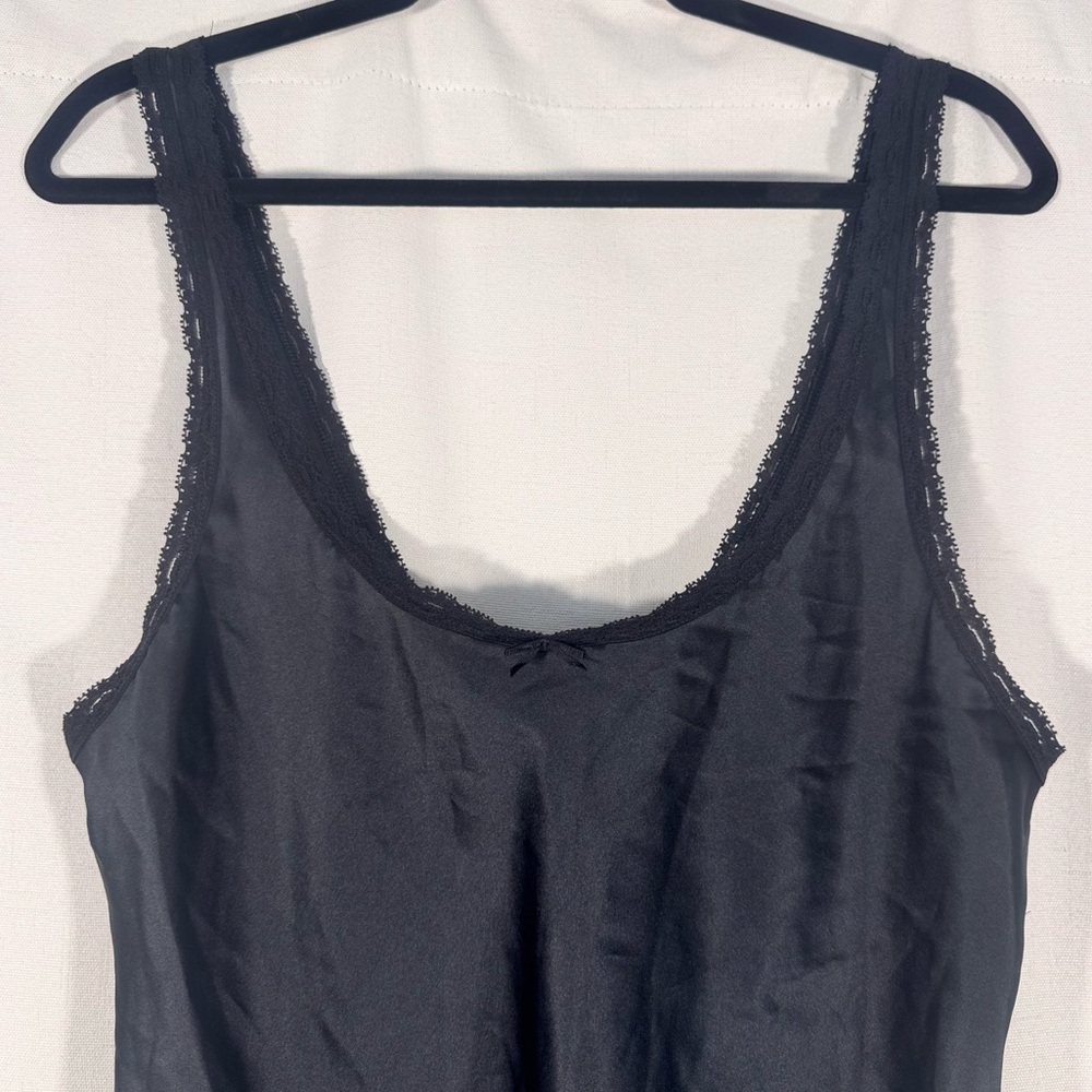 Vintage Maidenform Black Satin Lace Trim Tank - Picture 3 of 6